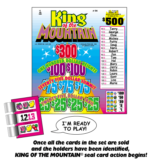 Once all the cards in the set are sold and the holders have been identified, KING OF THE MOUNTAIN seal card action begins.